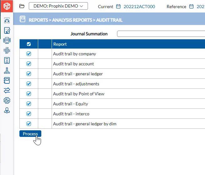 screenshot of Prophix One
